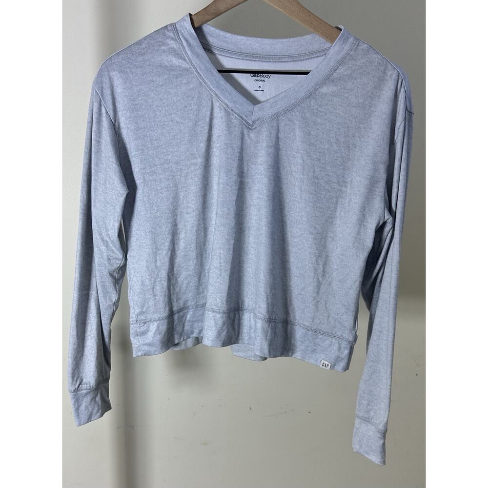 Gap Body Gray Knit V-Neck Long Sleeve Pullover T-Shirt Women's Size S